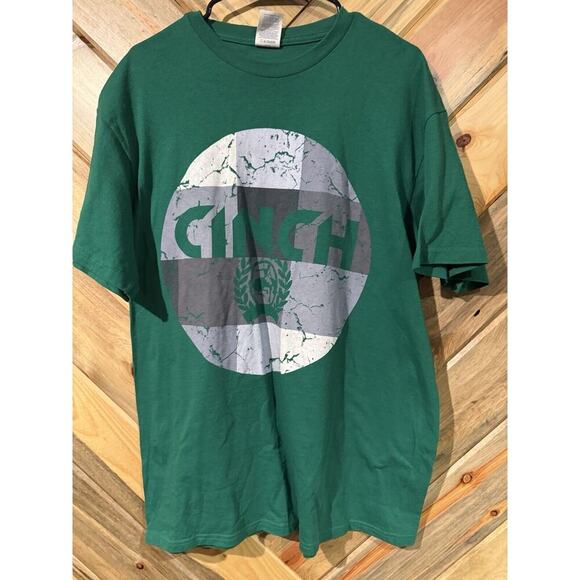 Vintage Cinch Western Wear Cowboy Jeans T-shirt Green USA L - Picture 1 of 4